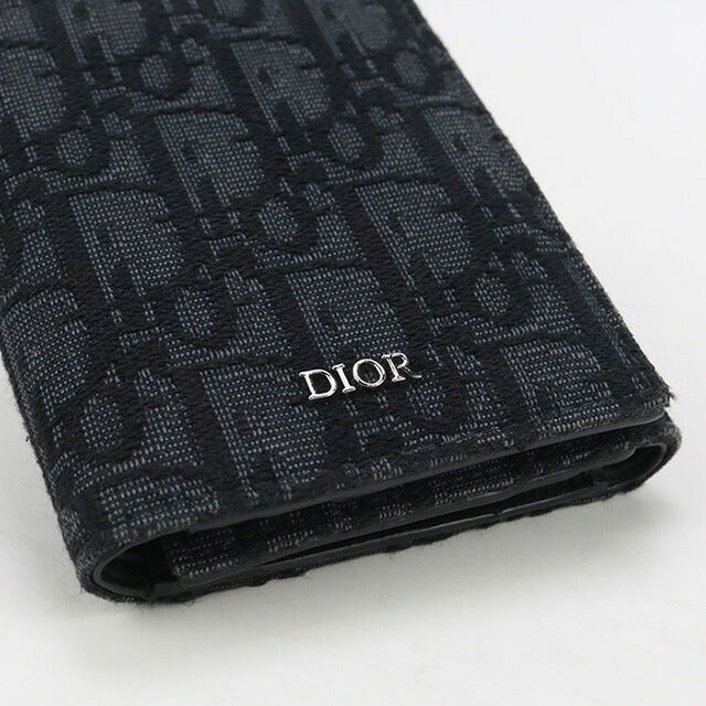 中古 ディオール 三つ折り財布 メンズ ブランド Dior ディオール オブリーク 2ESBH081YSE ブラック 財布 USDCD101545011
