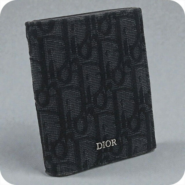 中古 ディオール 三つ折り財布 メンズ ブランド Dior ディオール オブリーク 2ESBH081YSE ブラック 財布 USDCD101545011