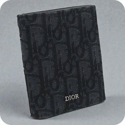 中古 ディオール 三つ折り財布 メンズ ブランド Dior ディオール オブリーク 2ESBH081YSE ブラック 財布 USDCD101545011