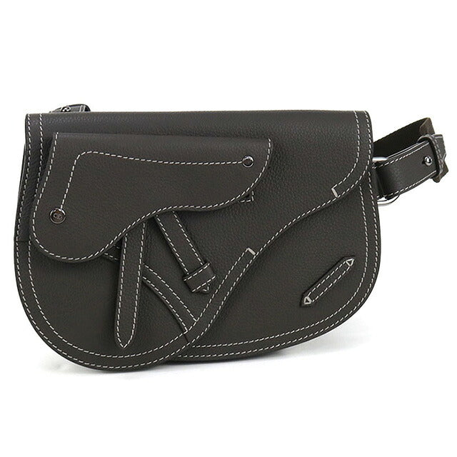 中古 ディオール ボディバッグ メンズ ブランド Dior サドル グレー
