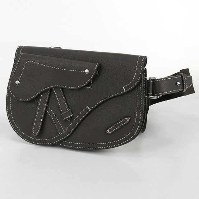 中古 ディオール ボディバッグ メンズ ブランド Dior サドル グレー