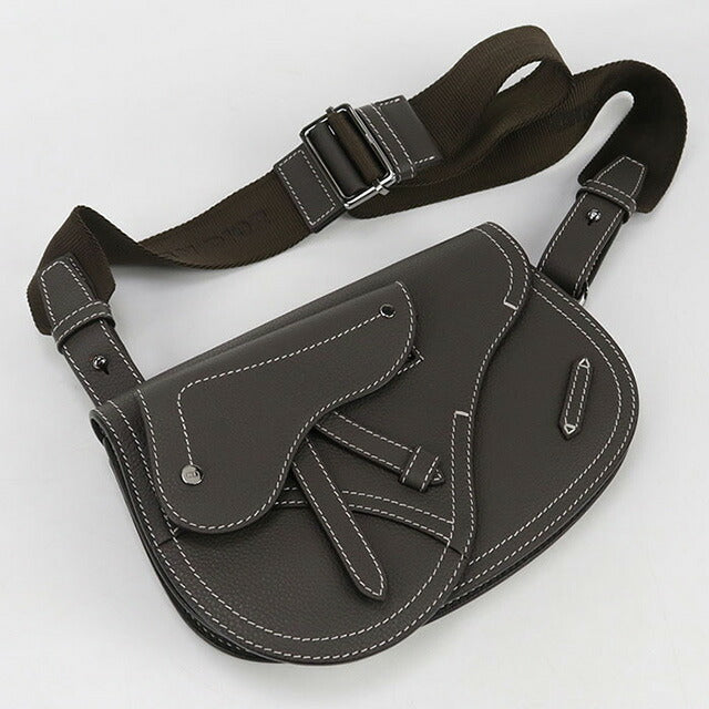 中古 ディオール ボディバッグ メンズ ブランド Dior サドル グレー