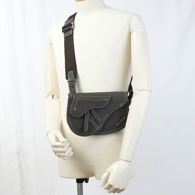 中古 ディオール ボディバッグ メンズ ブランド Dior サドル グレー バッグ USDCD101922011