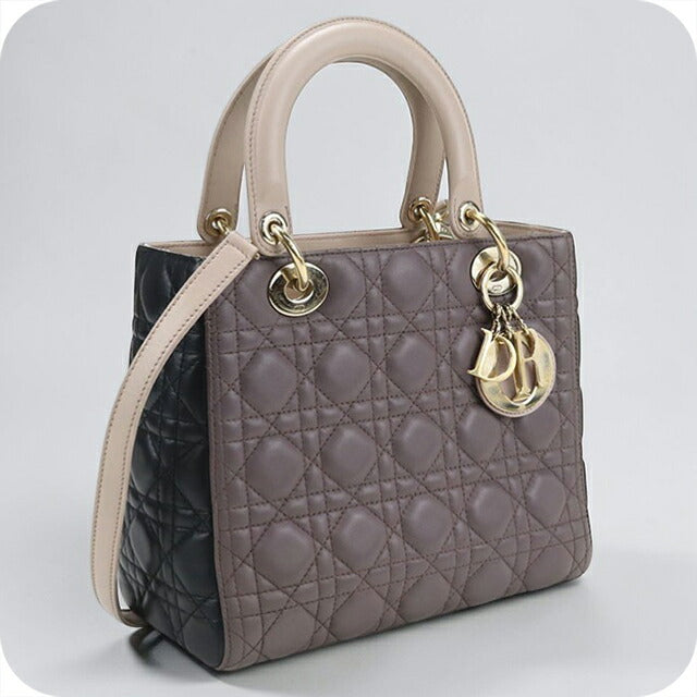 中古 ディオール トートバッグ レディース ブランド Dior レディディオール バッグ ミディアム 2WAY M0565ONGE パープル バッグ USDCD102126011