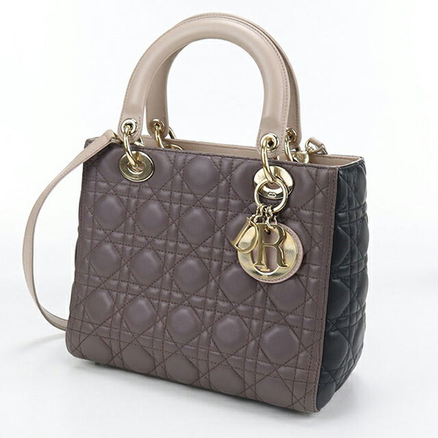 中古 ディオール トートバッグ レディース ブランド Dior レディディオール バッグ ミディアム 2WAY M0565ONGE パープル バッグ USDCD102126011