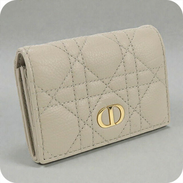 中古 ディオール 二つ折り財布 レディース ブランド Dior ディオール カロ Glycine ウォレット レザー ベージュ 財布 USDCD102545011