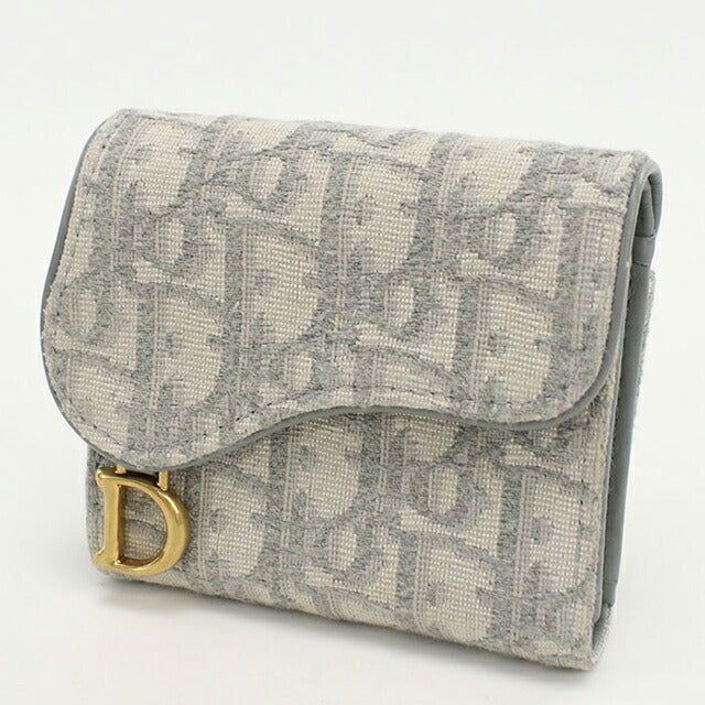 中古 ディオール 三つ折り財布 レディース ブランド Dior サドル ロータスウォレット S5652CTZQ_M932 グレー 財布 USDCD103650011