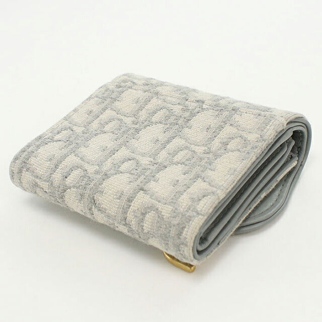 中古 ディオール 三つ折り財布 レディース ブランド Dior サドル ロータスウォレット S5652CTZQ_M932 グレー 財布 USDCD103650011