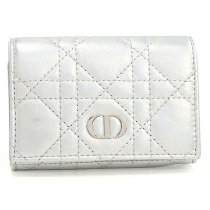中古 ディオール 二つ折り財布 レディース ブランド Dior ディオール カロ グリシンウォレット S5132UWHC シルバー 財布 USDCD103677011
