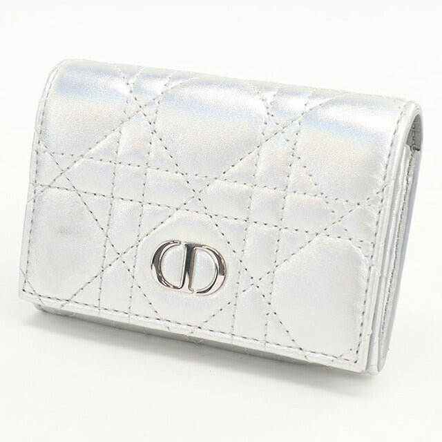 中古 ディオール 二つ折り財布 レディース ブランド Dior ディオール カロ グリシンウォレット S5132UWHC シルバー 財布 USDCD103677011