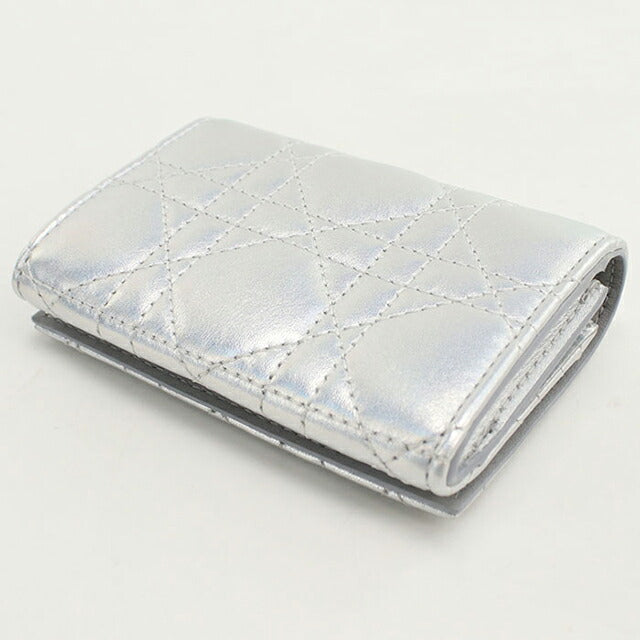 中古 ディオール 二つ折り財布 レディース ブランド Dior ディオール カロ グリシンウォレット S5132UWHC シルバー 財布 USDCD103677011