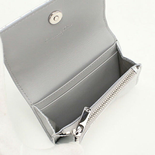中古 ディオール 二つ折り財布 レディース ブランド Dior ディオール カロ グリシンウォレット S5132UWHC シルバー 財布 USDCD103677011