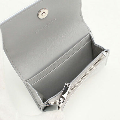中古 ディオール 二つ折り財布 レディース ブランド Dior ディオール カロ グリシンウォレット S5132UWHC シルバー 財布 USDCD103677011