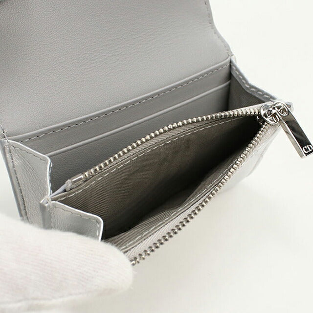 中古 ディオール 二つ折り財布 レディース ブランド Dior ディオール カロ グリシンウォレット S5132UWHC シルバー 財布 USDCD103677011