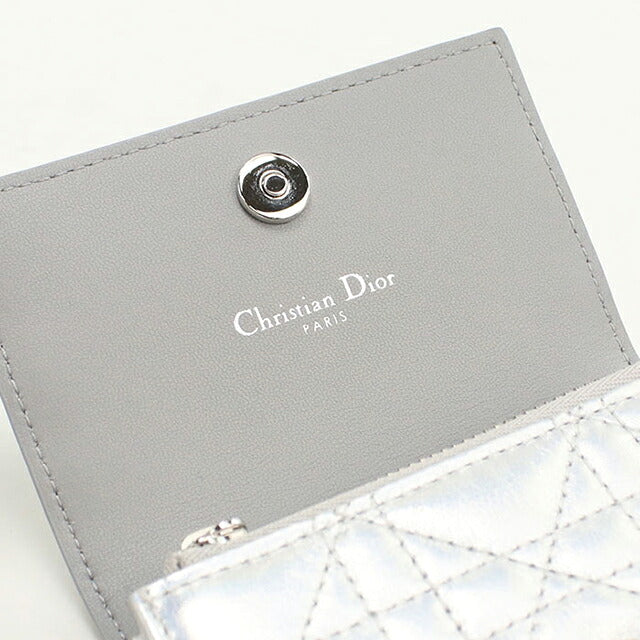 中古 ディオール 二つ折り財布 レディース ブランド Dior ディオール カロ グリシンウォレット S5132UWHC シルバー 財布 USDCD103677011