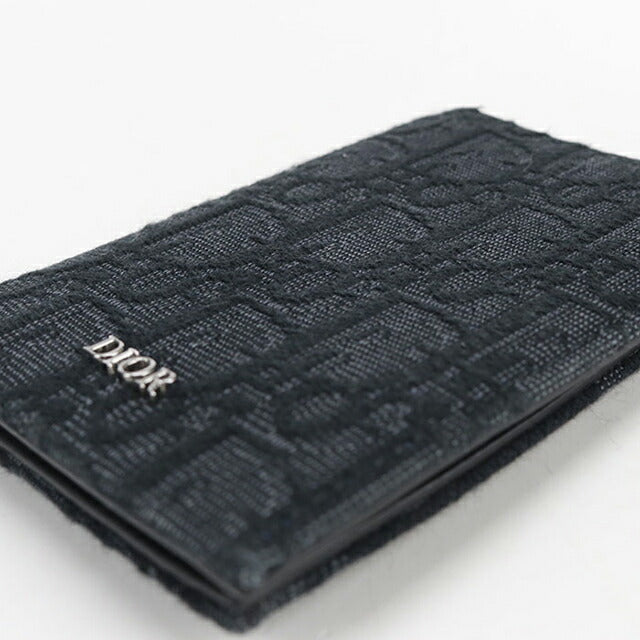 中古 ディオール カードケース メンズ ブランド Dior ディオールオブリーク 2つ折りカードホルダー 2ESCH138YSE ブラック 財布 USDCD104699011