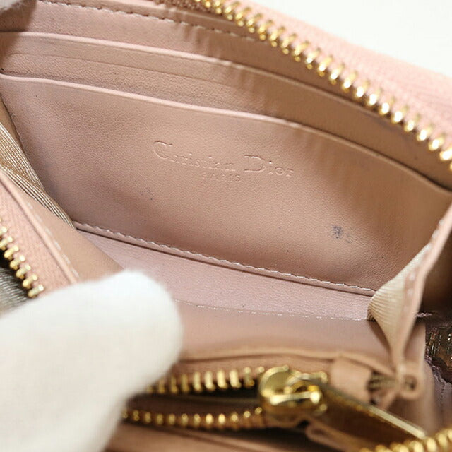 二手 Dior 零钱包 女士品牌 Dior Lady Dior 零钱包粉色钱包 USDCD104834011
