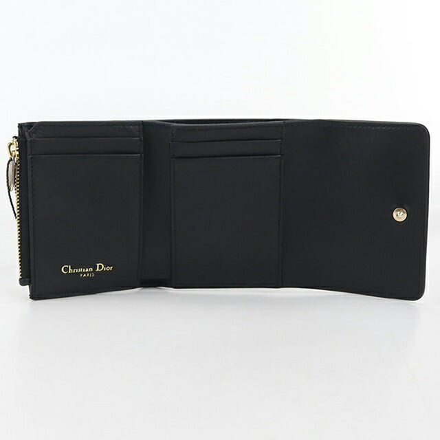 Used Dior tri-fold wallet ladies brand Dior black wallet USDCD105430011