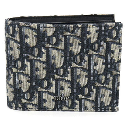 中古 ディオール 二折財布 メンズ ブランド Dior ディオールオブリーク コインケース付きウォレット ネイビー 財布 USDCD105431011