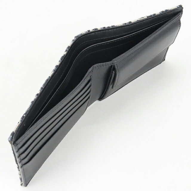 中古 ディオール 二折財布 メンズ ブランド Dior ディオールオブリーク コインケース付きウォレット ネイビー 財布 USDCD105431011