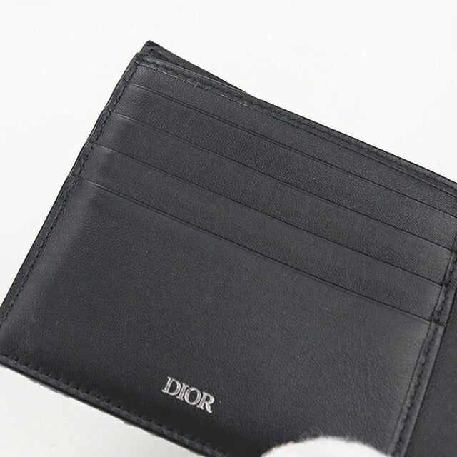 中古 ディオール 二折財布 メンズ ブランド Dior ディオールオブリーク コインケース付きウォレット ネイビー 財布 USDCD105431011