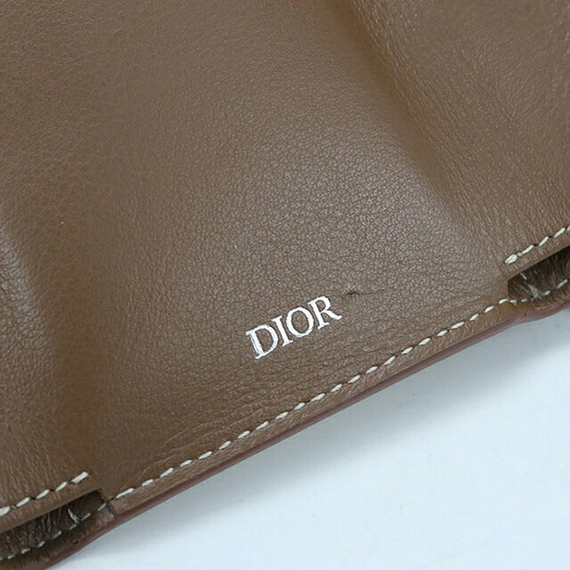 ク*エ様 Christian Dior 長財布 ブラウン CDロゴ 中古 ディオール 三折財布 メンズ ブランド Dior CDダイヤモンド