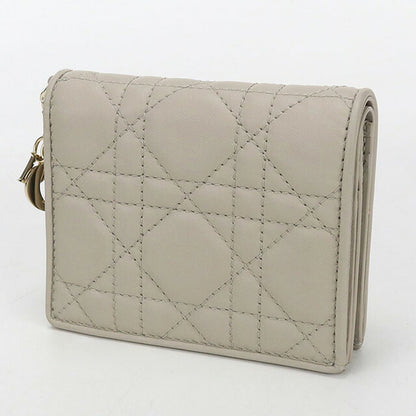 二手 Dior 双折钱包 女士品牌 Dior Lady Dior Gardenia 钱包 米色钱包 USDCD106477011