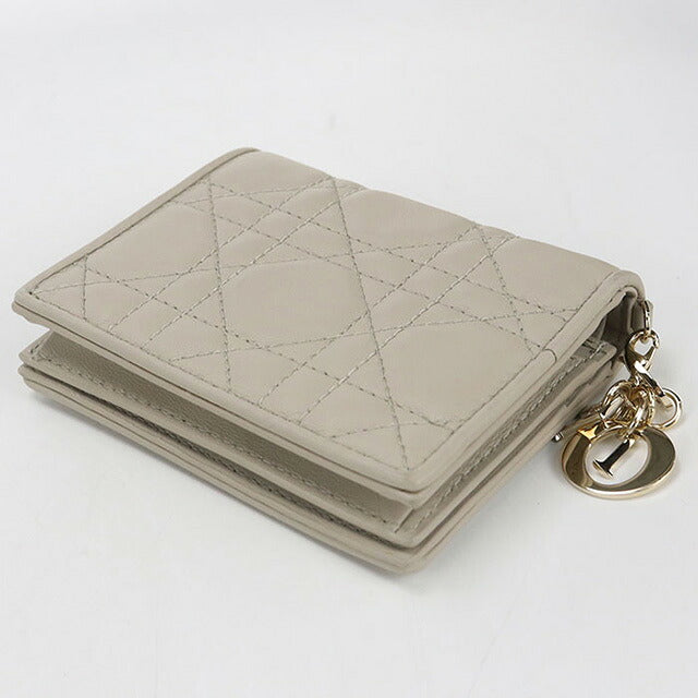 二手 Dior 双折钱包 女士品牌 Dior Lady Dior Gardenia 钱包 米色钱包 USDCD106477011