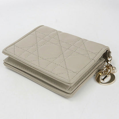 二手 Dior 双折钱包 女士品牌 Dior Lady Dior Gardenia 钱包 米色钱包 USDCD106477011