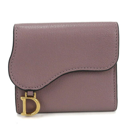 二手 Dior 三折钱包 女士品牌 Dior 马鞍莲花钱包 紫色钱包 USDCD106780011