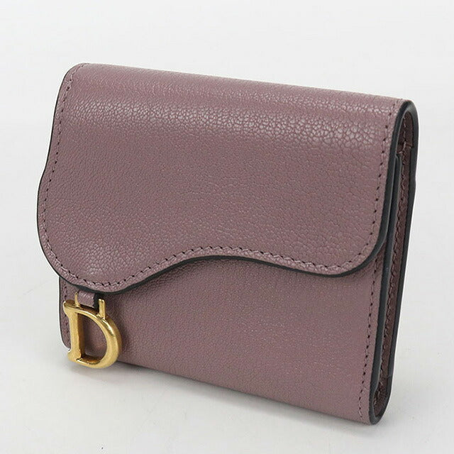 二手 Dior 三折钱包 女士品牌 Dior 马鞍莲花钱包 紫色钱包 USDCD106780011