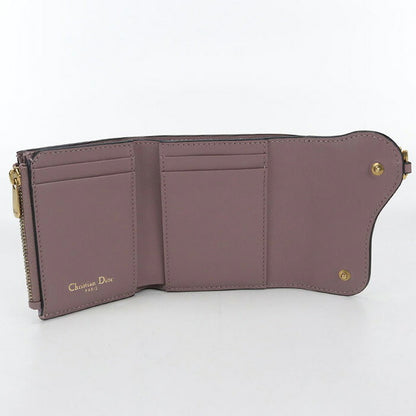 二手 Dior 三折钱包 女士品牌 Dior 马鞍莲花钱包 紫色钱包 USDCD106780011