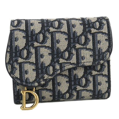 中古 ディオール 三つ折り財布 レディース ブランド Dior サドル ニンフェア　ウォレット S5912CTZQ_M928 ネイビー 財布 USDCD106959011