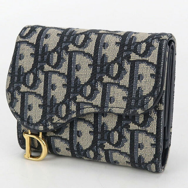 中古 ディオール 三つ折り財布 レディース ブランド Dior サドル ニンフェア　ウォレット S5912CTZQ_M928 ネイビー 財布 USDCD106959011