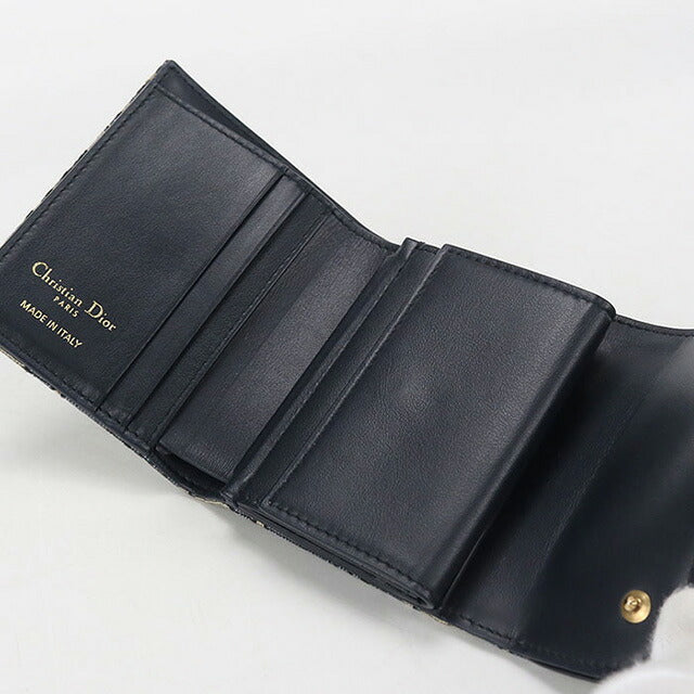 中古 ディオール 三つ折り財布 レディース ブランド Dior サドル ニンフェア　ウォレット S5912CTZQ_M928 ネイビー 財布 USDCD106959011