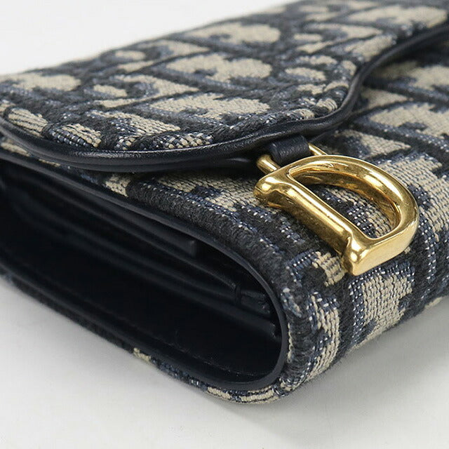 中古 ディオール 三つ折り財布 レディース ブランド Dior サドル ニンフェア　ウォレット S5912CTZQ_M928 ネイビー 財布 USDCD106959011