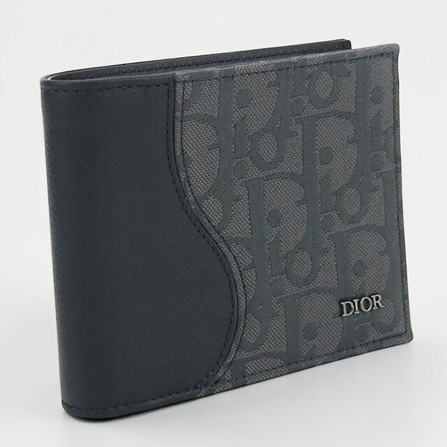 中古 ディオール 二つ折り財布 メンズ ブランド Dior サドル 2ADBC306 グレー 財布 USDCD107186011