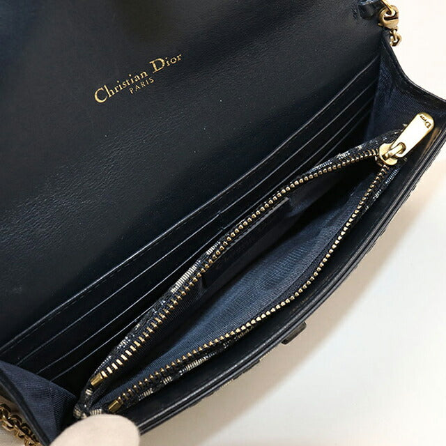 中古 ディオール チェーンウォレット レディース ブランド Dior サドル チェーンポーチスモール S5614CTZQ M928 ネイビー USDCD107442011