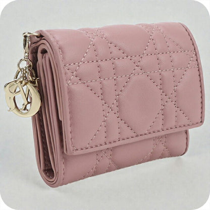 中古 ディオール 三つ折り財布 三折財布 レディース ブランド Dior レディディオール ロータス ウォレット S0181ONMJ ピンク 財布 USDCD107751011