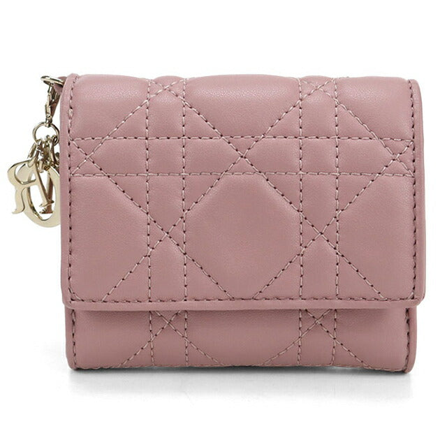 中古 ディオール 三つ折り財布 三折財布 レディース ブランド Dior レディディオール ロータス ウォレット S0181ONMJ ピンク 財布 USDCD107751011