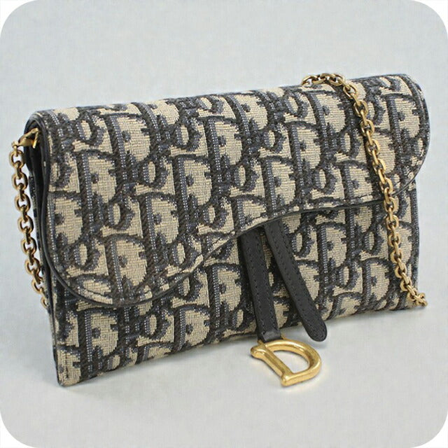 中古 ディオール チェーンウォレット レディース ブランド Dior サドル ネイビー 財布 USDCD107942011