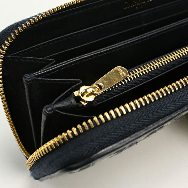 クリスチャン ディオール Christian Dior オブリーク 30 MONTAIGNE ウォレット ラウンドファスナー 長財布 キャンバス ネイビー VLP 90228163 DIOR | 30 Montaigne Dahlia ウォレット ディオール オブリーク ジャカード