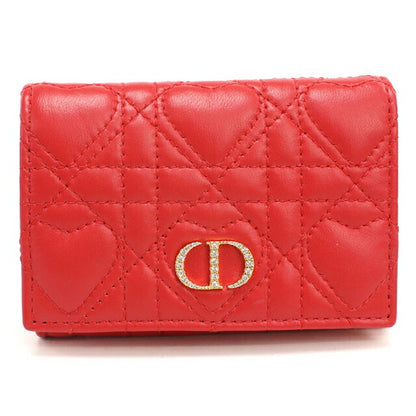 中古 ディオール 二つ折り財布 二折財布 レディース ブランド Dior ディオール カロ グリシンウォレット レッド 財布 USDCD108322011
