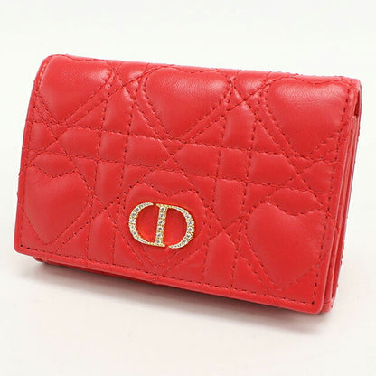 中古 ディオール 二つ折り財布 二折財布 レディース ブランド Dior ディオール カロ グリシンウォレット レッド 財布 USDCD108322011