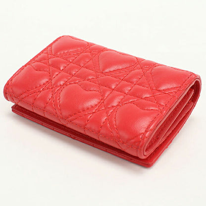 中古 ディオール 二つ折り財布 二折財布 レディース ブランド Dior ディオール カロ グリシンウォレット レッド 財布 USDCD108322011