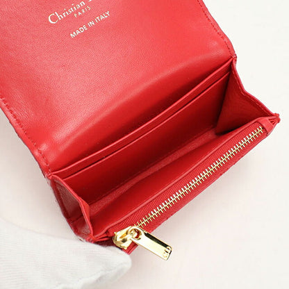 中古 ディオール 二つ折り財布 二折財布 レディース ブランド Dior ディオール カロ グリシンウォレット レッド 財布 USDCD108322011