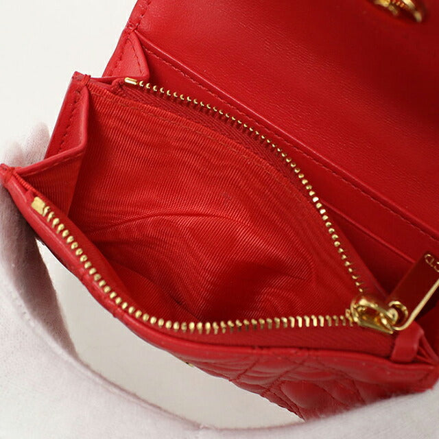 中古 ディオール 二つ折り財布 二折財布 レディース ブランド Dior ディオール カロ グリシンウォレット レッド 財布 USDCD108322011