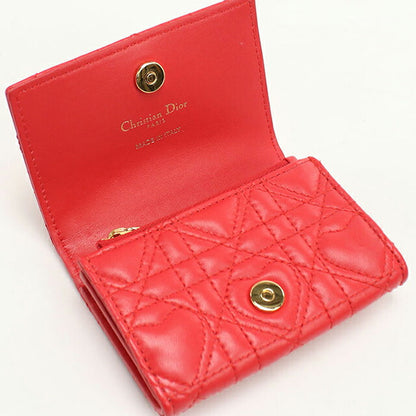 中古 ディオール 二つ折り財布 二折財布 レディース ブランド Dior ディオール カロ グリシンウォレット レッド 財布 USDCD108322011