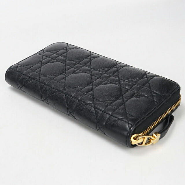 Used Dior long wallet round zipper ladies brand Dior Dior Caro slim long wallet leather black USDCD110900011