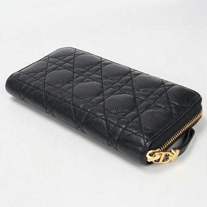 Used Dior long wallet round zipper ladies brand Dior Dior Caro slim long wallet leather black USDCD110900011